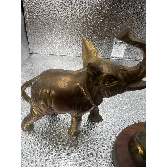 vintage Brass elephants statue‎ trunks up LUCKY  SOLID BRASS - Picture 2 of 13